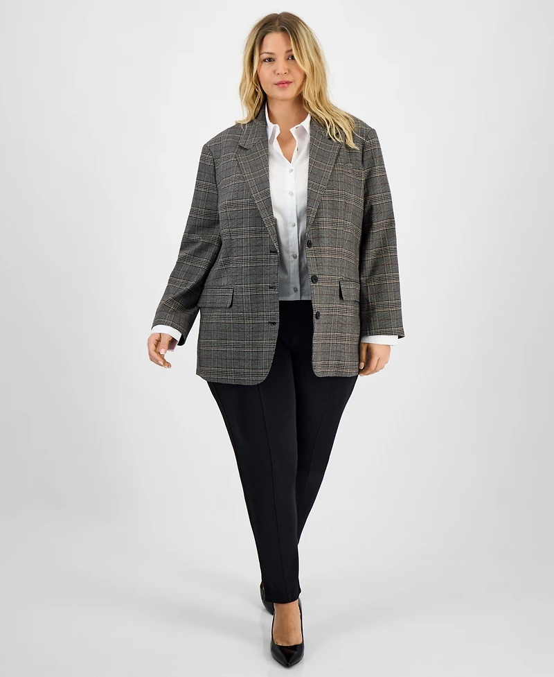 Bar Iii Trendy Plus Plaid Notched Collar Blazer, Macy's Exclusive