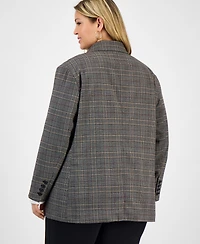 Bar Iii Trendy Plus Plaid Notched Collar Blazer, Macy's Exclusive