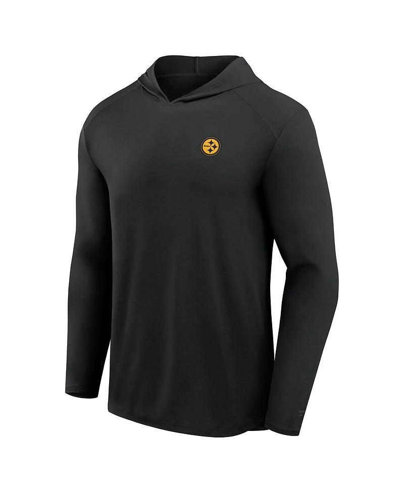 Fanatics Men's Black Pittsburgh Steelers Front Office Power Mono Long Sleeve Hoodie T-Shirt