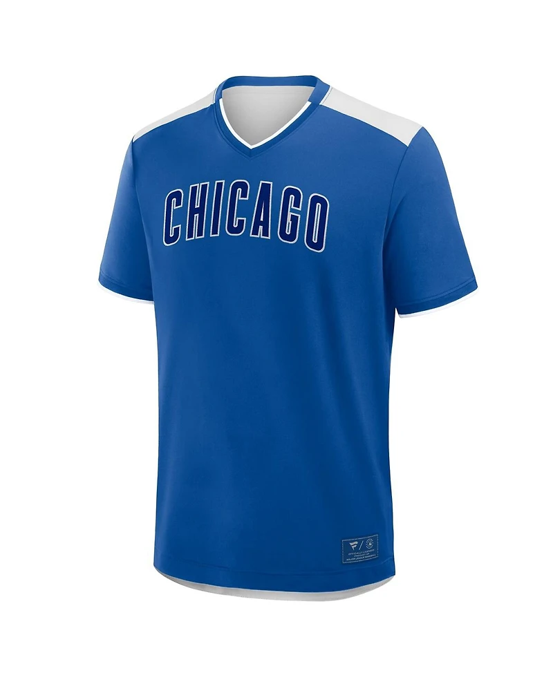 Fanatics Men's Royal Chicago Cubs Walk Off V-Neck T-Shirt