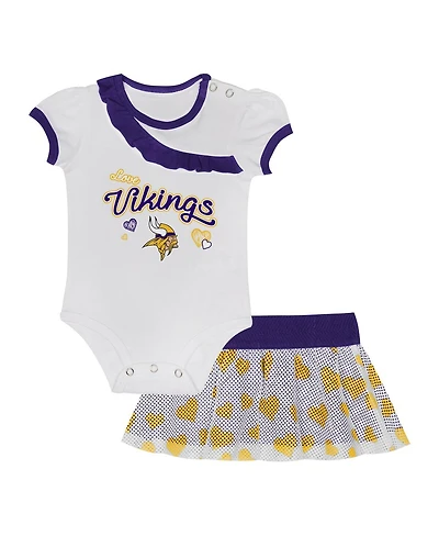 Outerstuff Baby Boys and Girls 2-Piece Minnesota Vikings Love My Team Bodysuit and Skirt Set