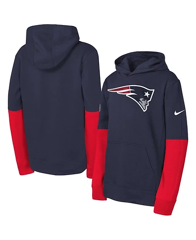 Nike Big Boys and Girls Navy New England Patriots Club Pullover Hoodie