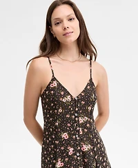 Lucky Brand Print Mix Button Through Midi Dress