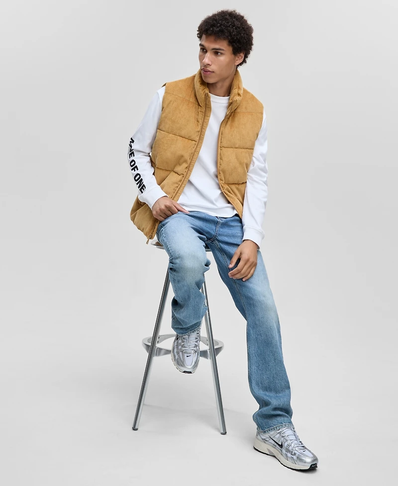 Mode of One Men's Relaxed-Fit Corduroy Puffer Vest, Macy's Exclusive