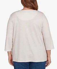 Alfred Dunner Plus Classic Floral Squirrel Harvest Top