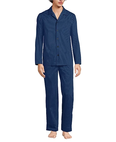 Lands' End Men's Long Sleeve Temperature Regulating Woven Sleep Set