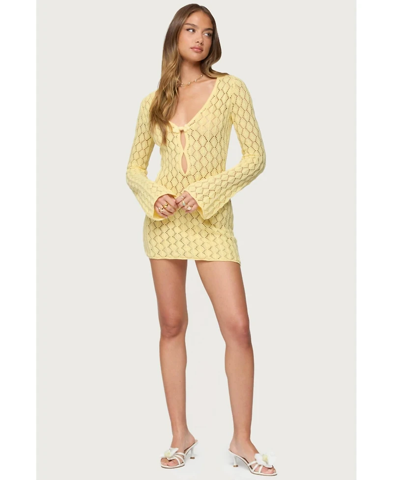 Edikted Women's Brie Cut Out Crochet Mini Dress