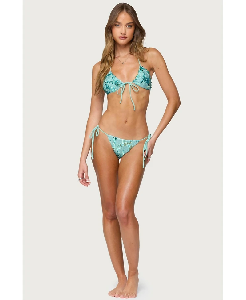 Edikted Women's Mirabella Sequin String Bikini Bottom