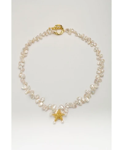 Classicharms Lila Starfish Charm Freshwater Petal Pearl Choker Necklace