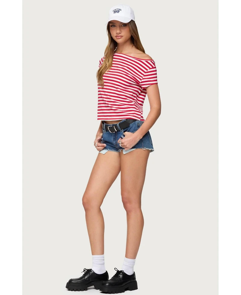 Edikted Women's Aretha Striped Off Shoulder Top
