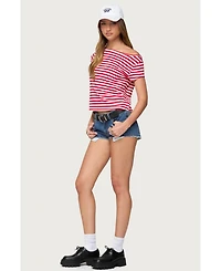 Edikted Women's Aretha Striped Off Shoulder Top