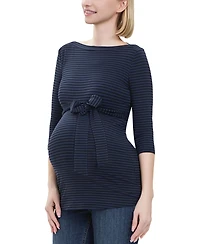 kimi + kai Maternity Striped Boat Neck Top