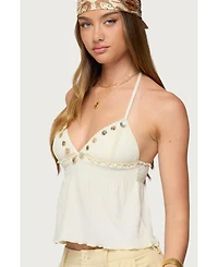 Edikted Women's Textured Iridescent Babydoll Halter Top