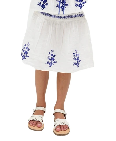 Raffya Kids Little Girls Ally Paneled Waist Embroidered Skirt