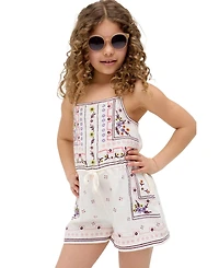 Raffya Kids Sailor Necktie All Over Embroidered Romper