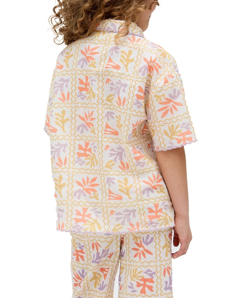 Raffya Kids Little Girls Gilly Scalloped Edge Matisse Print Shirt