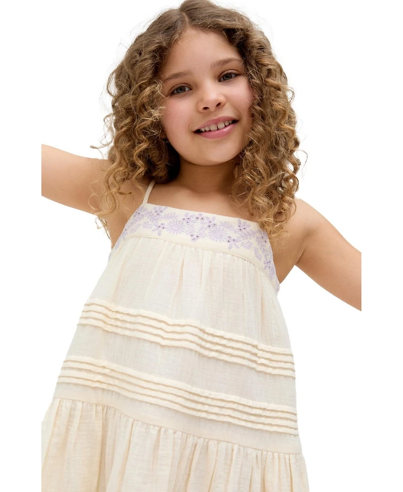 Raffya Kids Swish Pin Tuck Embroidered Dress