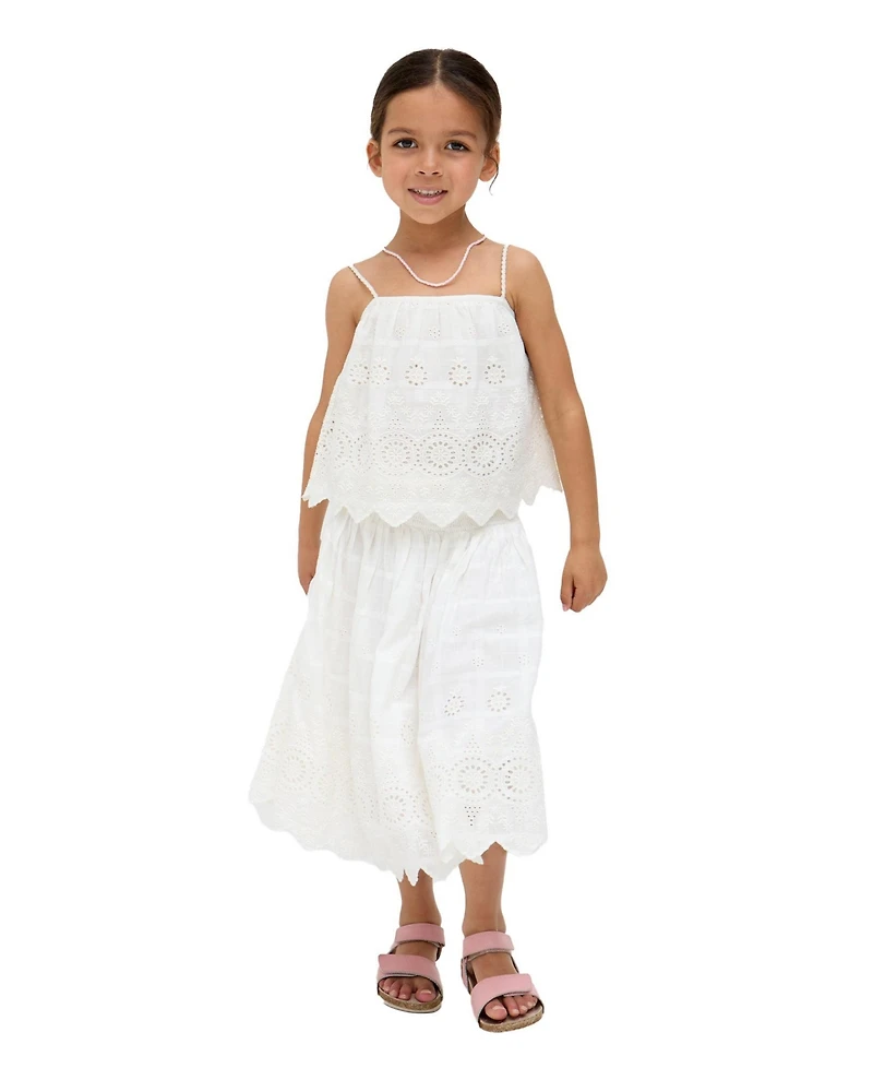 Raffya Kids Rufa Smocked Waist Windowpane Check Skirt