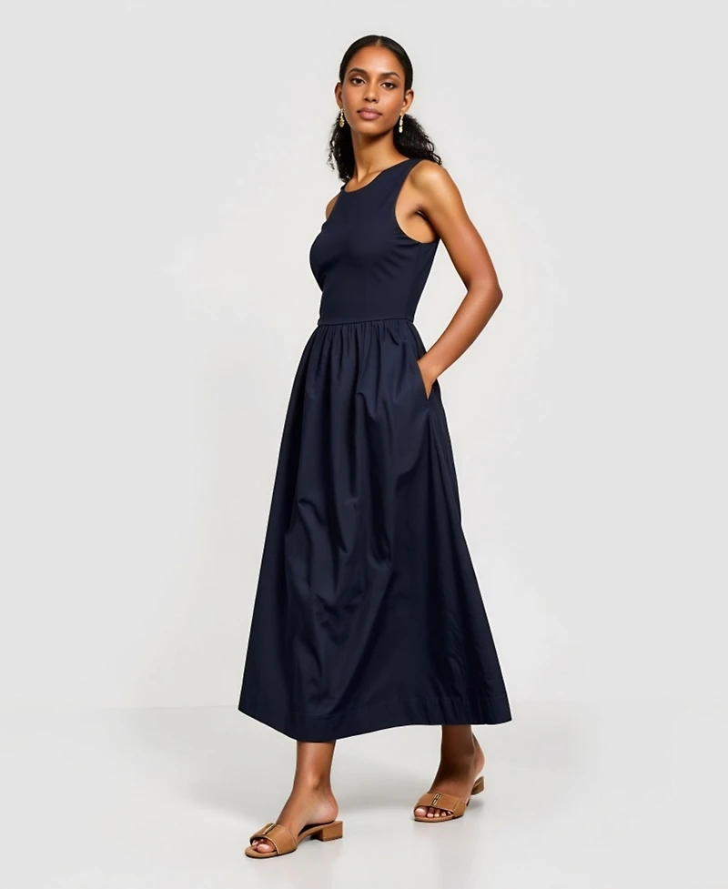 Modenaire Women's Sleeveless Fit-And-Flare Seam Waist Maxi Dress