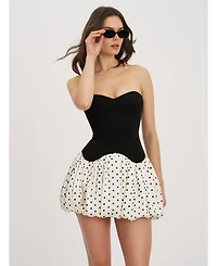 Miss Circle Women's Dahliana Polka Dot Bubble Hem Corset Mini Dress