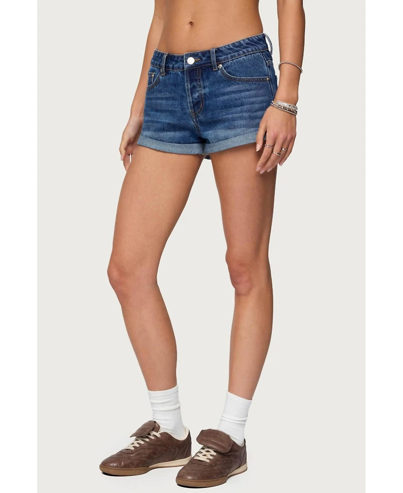 Edikted Women's Rylin Low-Rise Denim Shorts