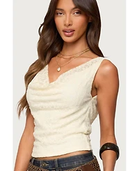 Edikted Women's Aysha Lace Cowl Neck Top