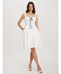 Miss Circle Women's Madison Cotton Eyelet Square Neck Midi Dress