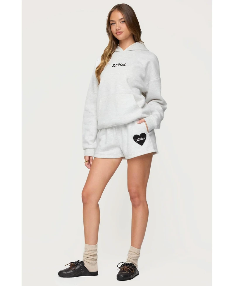 Edikted Womens Big Love Sweat Shorts