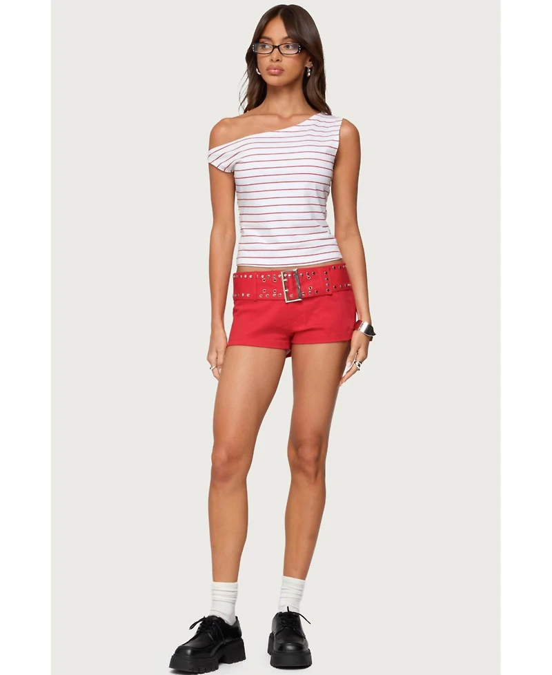 Edikted Women's Keryn Striped Asymmetric Top