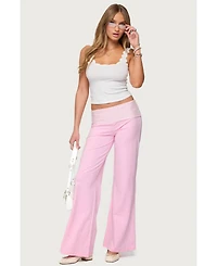 Edikted Women's Meshey Striped Fold Over Pants