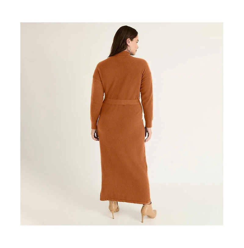 June + Vie Women's Plus Turtleneck Sweater Dress