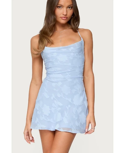 Edikted Women's Velvet Embroidered Backless Mini Dress