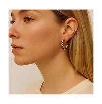 Hollywood Sensation Gilded Twist Mixed Metal Two-Tone Hoop Earrings