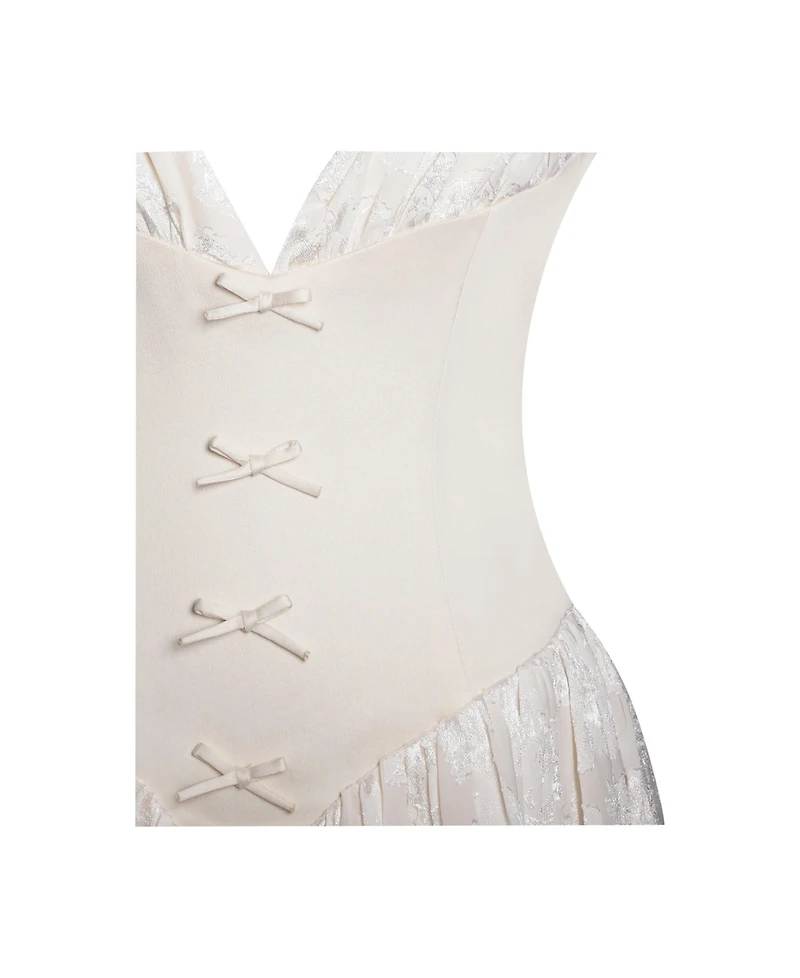 Miss Circle Women's Zahara Off White Jacquard Drop Waist Mini Dress