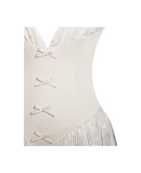 Miss Circle Women's Zahara Off White Jacquard Drop Waist Mini Dress