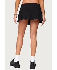 Edikted Womens Kore Belt Pleated Denim Micro Skort