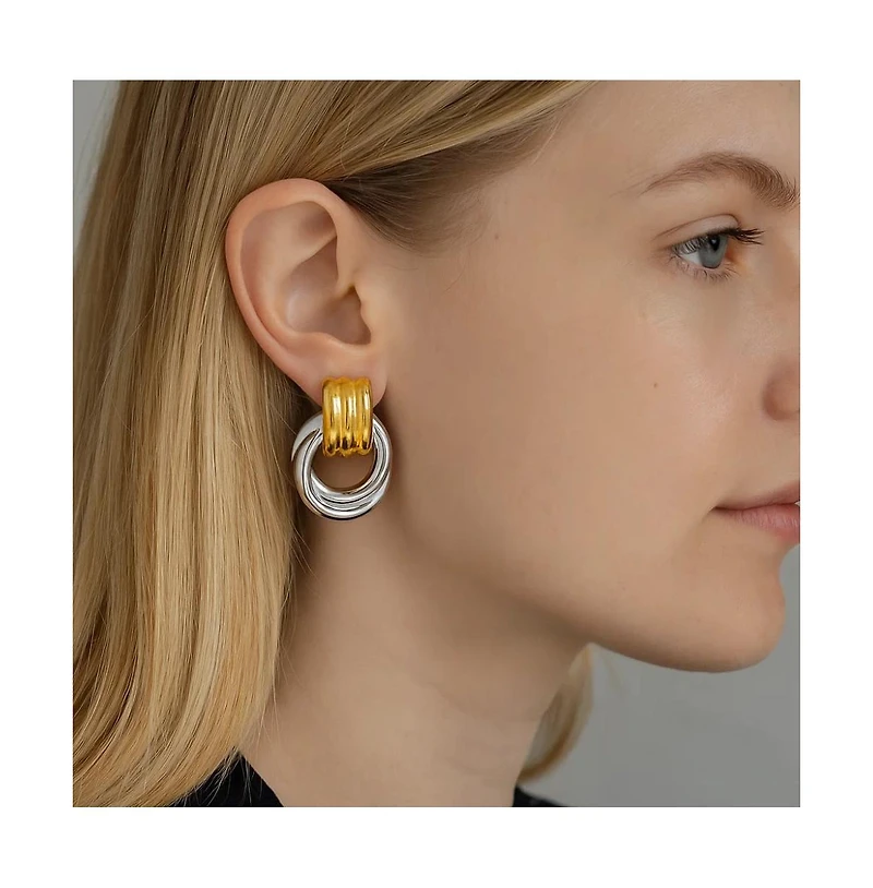 Luna Link Mixed Metal Two-Tone Earrings