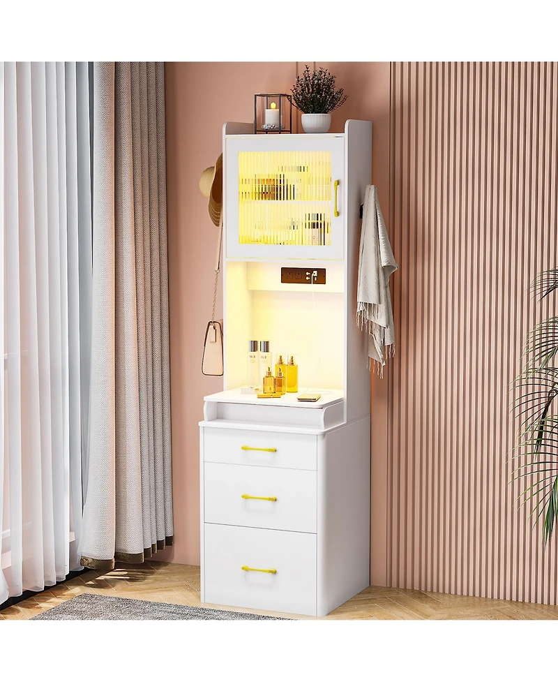 Vlsrka 3-in-1 Vanity Desk with Led Sensor Light, Flip Mirror and Drawers