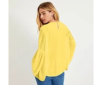 June + Vie Women's Crochet-Trim Blouse