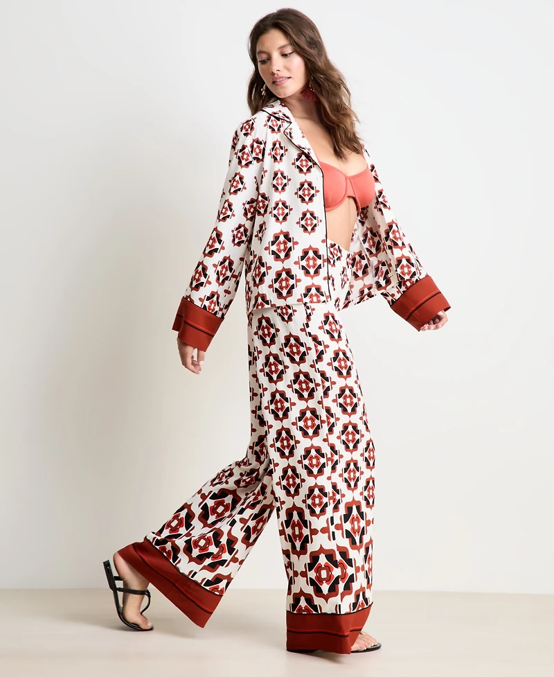 Women's Medallion-Print Wide-Leg Pants, Macy's Exclusive - On 34th | Alix Friedberg Capsule Collection