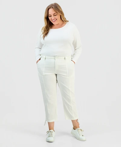 Style & Co Plus Tie-Hem Cropped Utility Pants, Exclusively at Macy's
