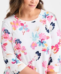 Style & Co Plus Printed Side-Button Knit Tunic Top, Macy's Exclusive