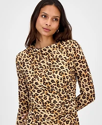 Bar Iii Women's Leopard-Print Mock-Neck Mini Dress, Macy's Exclusive