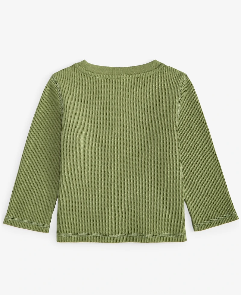 First Impressions Baby Boys Long-Sleeve Huddle Up Graphic Waffle T-Shirt, Exclusively at Macy's