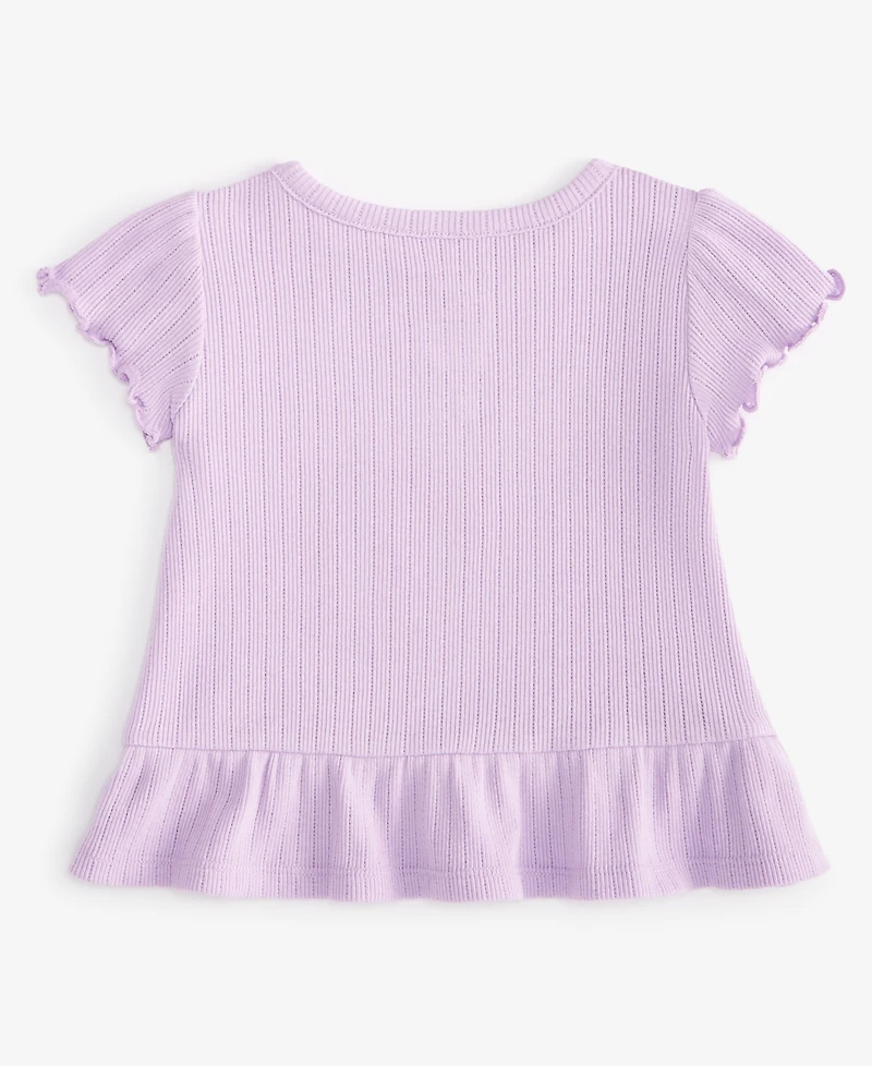 First Impressions Baby Girls Short-Sleeve Pointelle T-Shirt