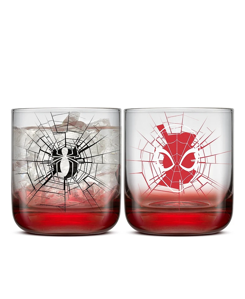 JoyJolt Spider-Man Webbed Hero Short Glasses, Set of 2