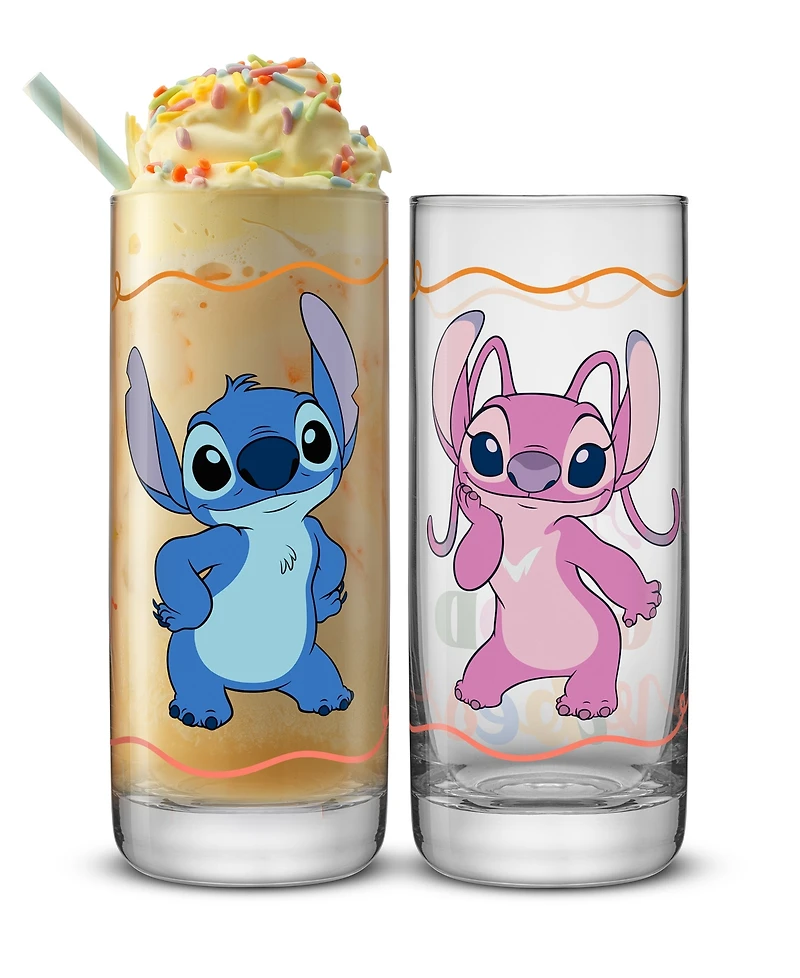 JoyJolt Lilo Stitch Good Times Tall Drinking Glasses, Set of 2