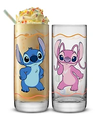 JoyJolt Lilo Stitch Good Times Tall Drinking Glasses, Set of 2