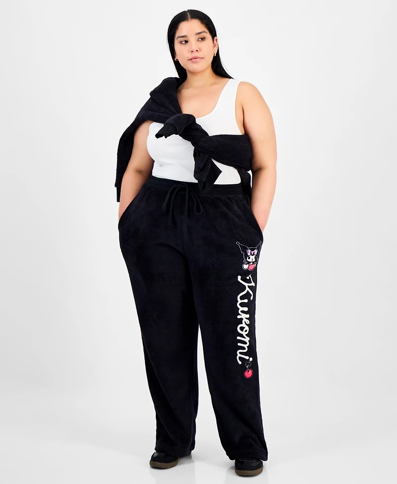 Love Tribe Trendy Plus Kuromi Fleece Drawstring Pants