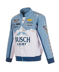 Jh Design Men's White/Light Blue Ross Chastain Busch Light Full-Snap Twill Uniform Jacket